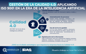 La inteligencia artificial ha dejado de ser una promesa de futuro para convertirse en una herramienta imprescindible en la gestión empresarial. En el ámbito de la calidad, su impacto es aún más evidente: procesos automatizados, datos en tiempo real y decisiones basadas en análisis predictivos marcan la diferencia entre una organización que simplemente cumple con la norma y otra que la utiliza como motor de innovación. En este escenario, la ISO 9001:2015 sigue siendo la guía esencial, pero ahora se potencia con la digitalización y con soluciones como SIAG de AnswerCPI, que integran la calidad con la transformación digital y abren paso a lo que hoy llamamos Gestión de la Calidad 4.0.